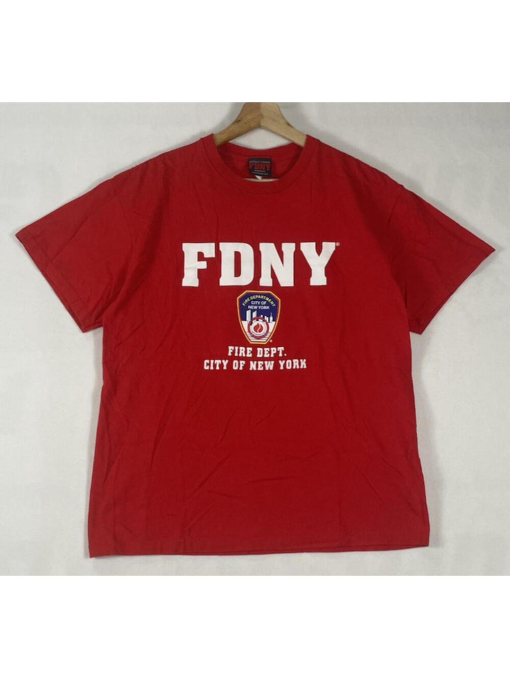FDNY Red T shirt New York City Fire Department Sz L